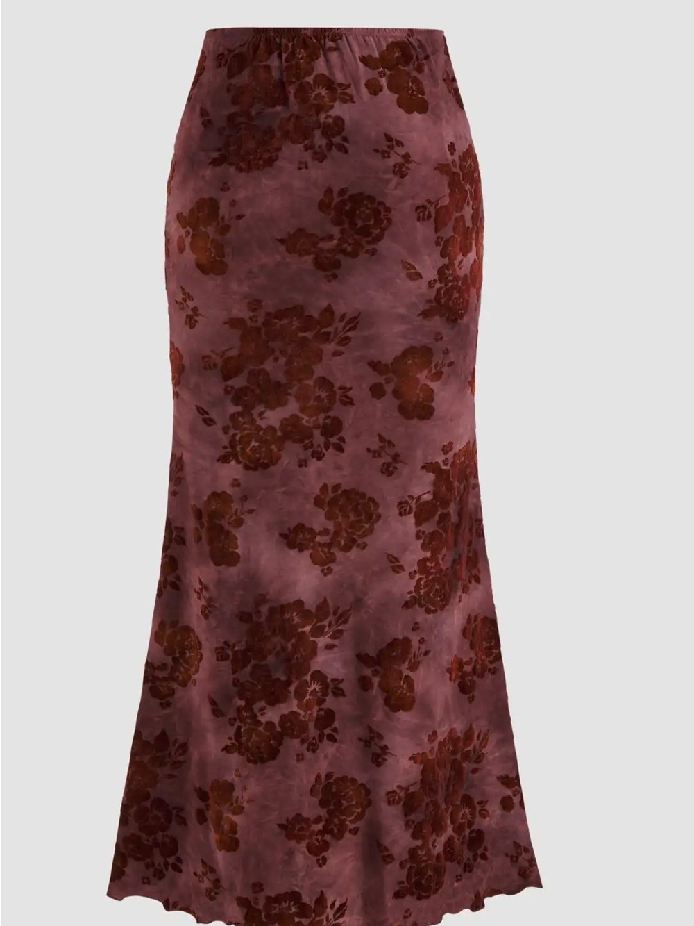 Cider Floral Burnout Maxi Skirt - Mauve & Rust - Picture 2 of 6